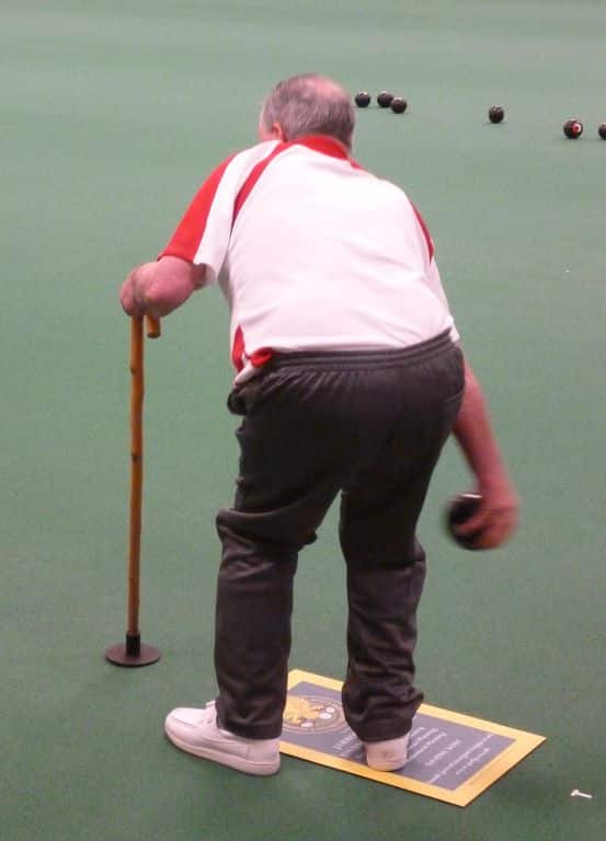 disability bowls equipment- walking stick with large ferrule to aid stability